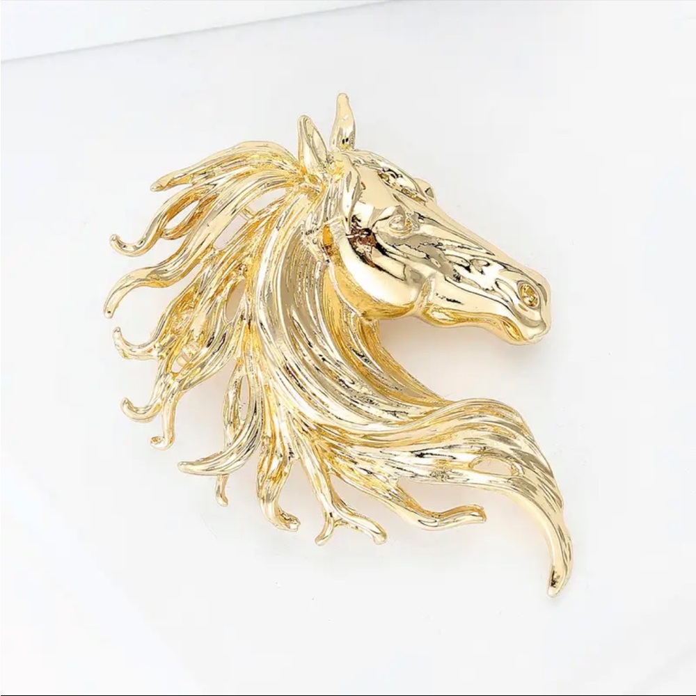 Gold-Tone Horse Head Brooch/Pendant - Picture 3 of 7
